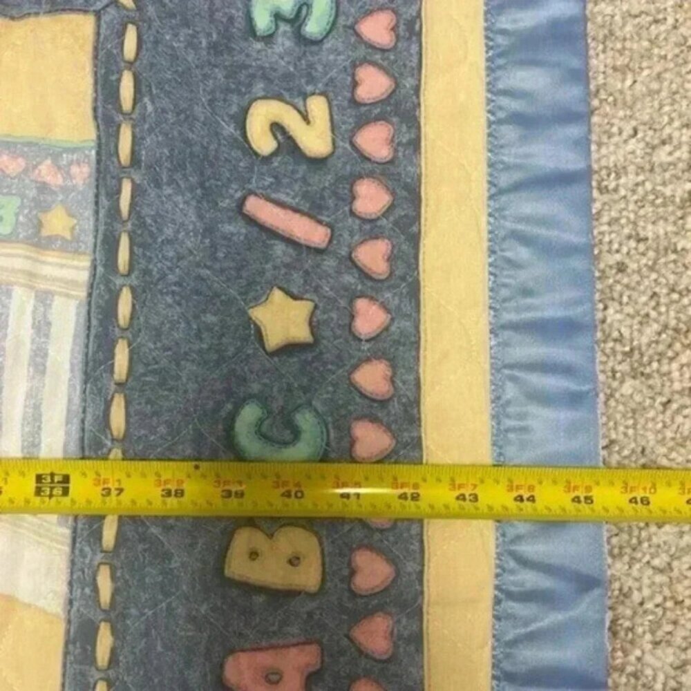 Vtg Teddy Beddy Bear Crib Comforter Baby Blanket Pink And Blue w/ Ruffle 34x45 - Picture 5 of 6